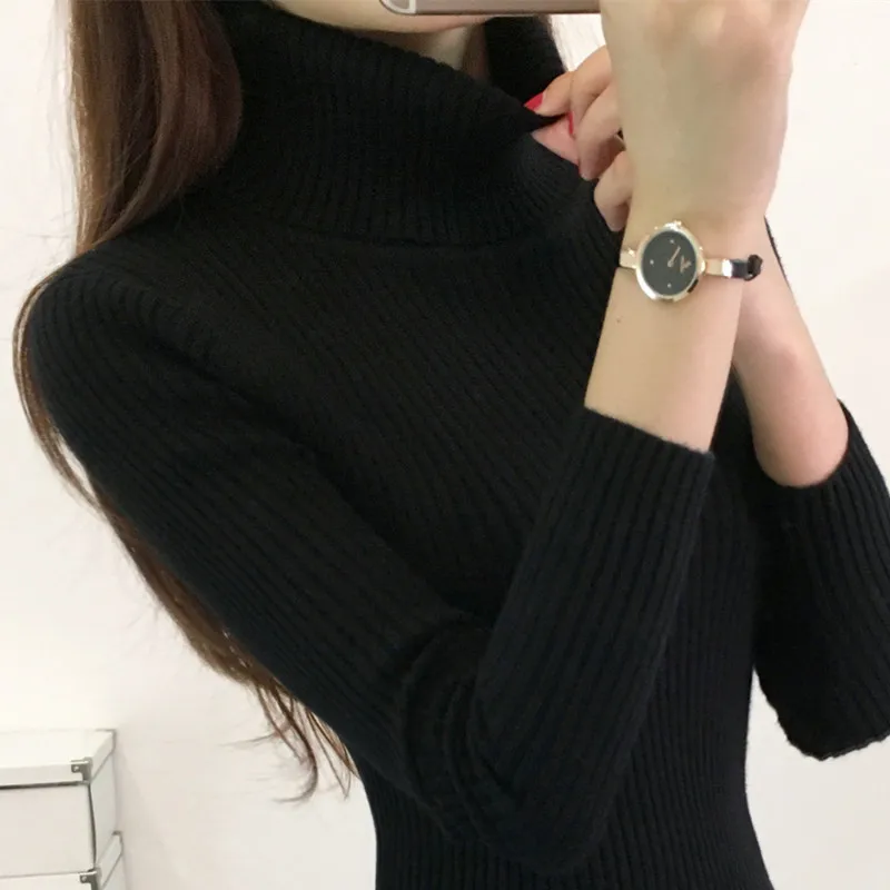 

2018 New Autumn Winter Turtleneck Sweater Women Fashion Knitted Pull Femme High Quality Warm Pullover Sweater Women Jumpers