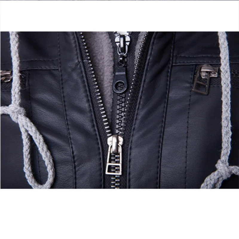 Jaqueta De Couro Masculino с капюшоном съемный из двух частей мужской локомотив кошелек длинный рукав Chaqueta De Cuero De Los Hombres