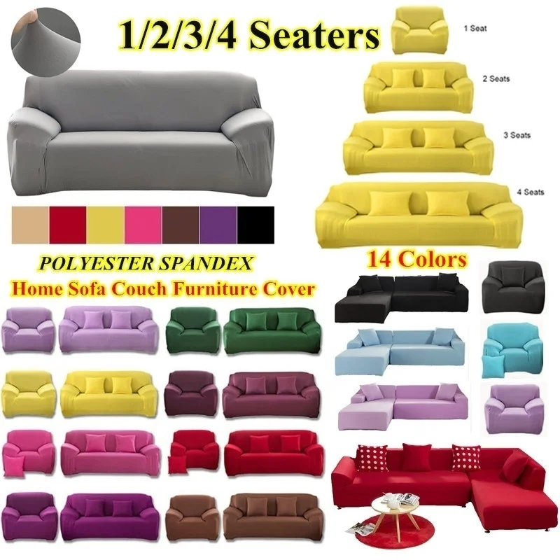

Fashion 17 Solid Colors Slipcovers Home & Living Sofa Cover 1/2/3/4 Seats L Shape Recliner Protector Cover Set