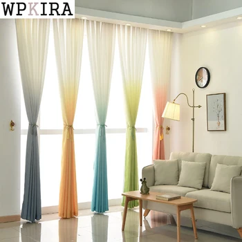 

Modern Semi-Shade Thicker Terri Gradient Curtain Fabics Decorative Panel Curtain For Living Room Custom For Kitchen 185&30