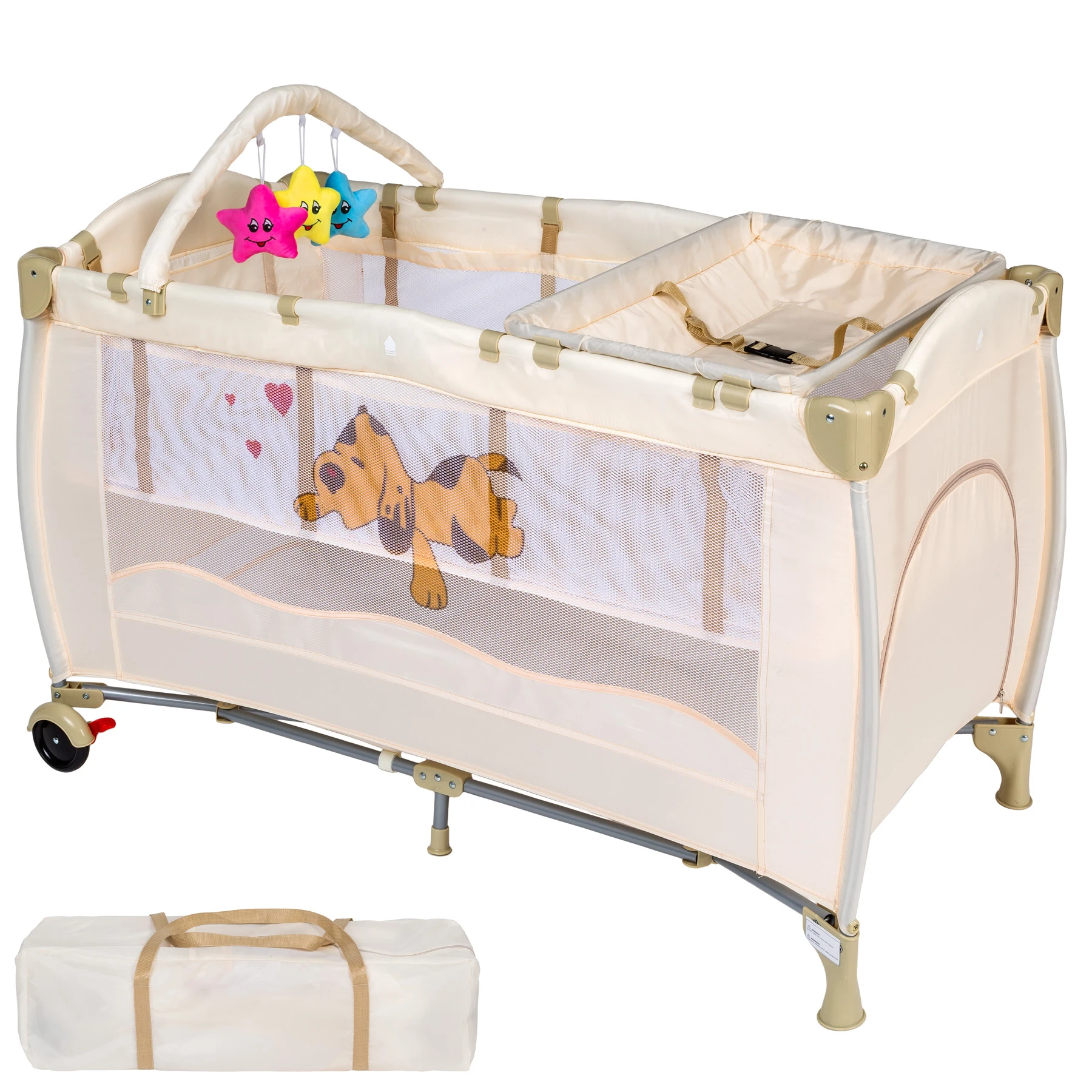 white crib and changing table set