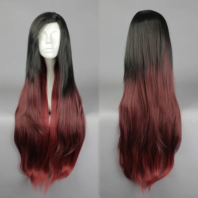 MCOSER 100 см длинный прямой синтетический черный красный цвет косплей парик высокотемпературное волокно WIG-585A