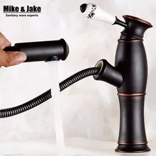 Oil Rubbed pull out Black Bronze Singe Handle Bathroom Basin Kitchen Deck Mounted Sink Mixer Tap Faucet
