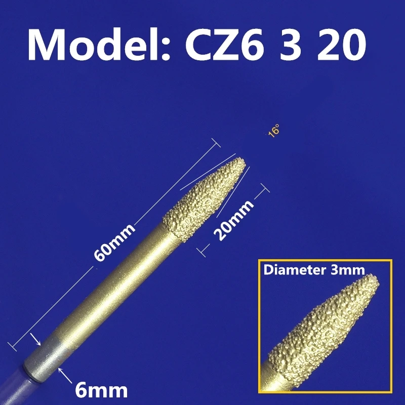 모델 CZ6-3-20,1 개, CNC 다이아몬드 돌 조각 비트 대리석, bluestone 및 사암, 테이퍼 볼 코 하단 릴리프 콘 커터