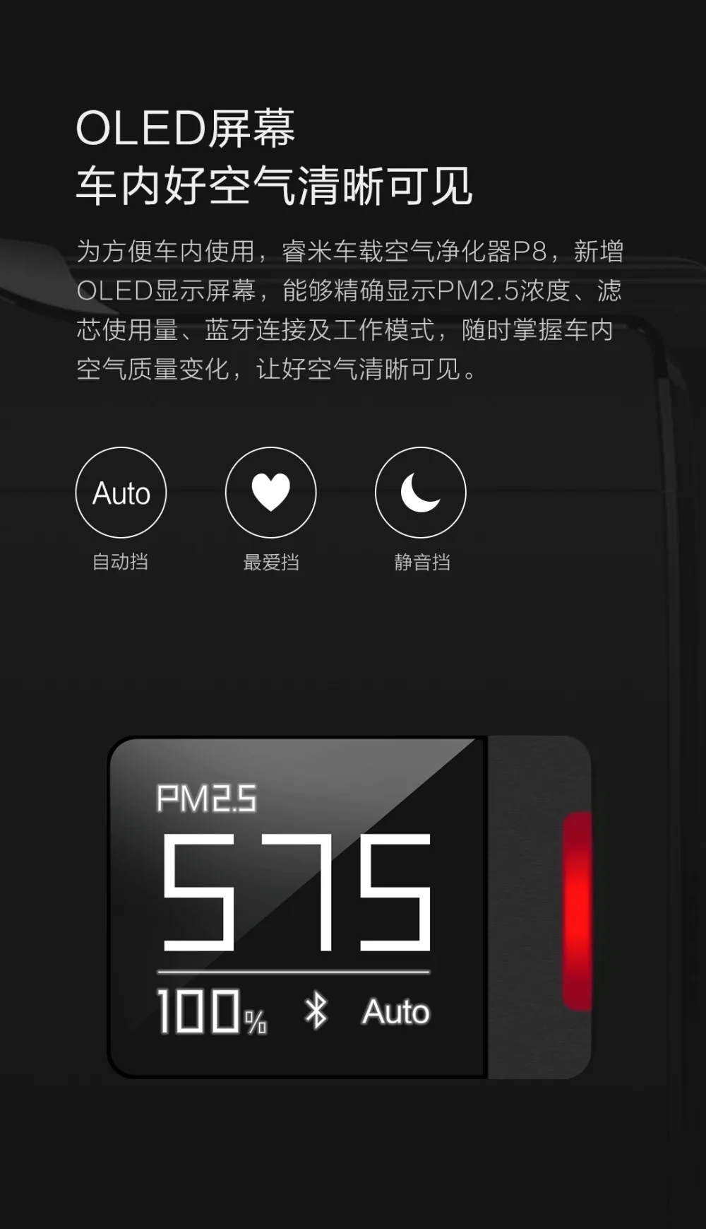 Xiaomi Roidmi умный автомобильный очиститель воздуха P8S для очистки воздуха автомобиля в дополнение к формальдегиду дымка очистители Интеллектуальные бытовые