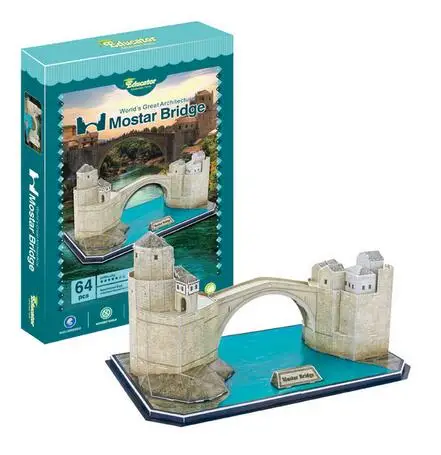 Candice guo 3D головоломка DIY Бумажная модель великая в мире архитектура мостарский мост боснийский и арабский знаменитое здание подарок для детей 1 шт