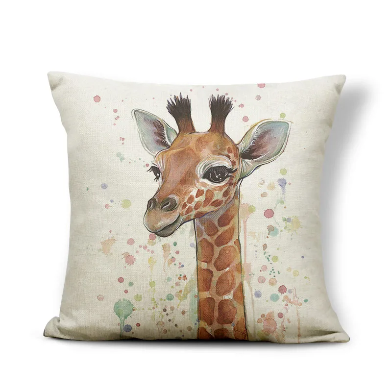 الحيوان زرافة الغزلان وسادة وسادة القضية أقحوان ريفي البلد الاكسسوارات خزانة المنزل رمي غطاء وسادة 43x43 سنتيمتر الكتان