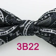 Yibei Coachella Галстуки черный с серый Пейсли Bow Tie регулируемые красивый бабочкой для Для женщин и Для мужчин бабочка смокинг предварительно связали