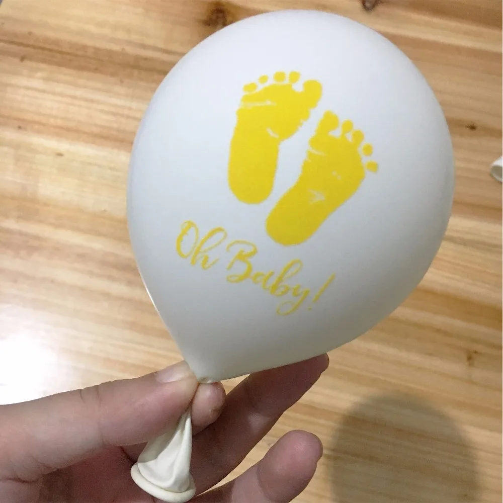 

10pcs Bronzing Footprints Printed Latex Baloons White Black Kids Birthday Party Decorations Balloons Baby Shower Party Supplies
