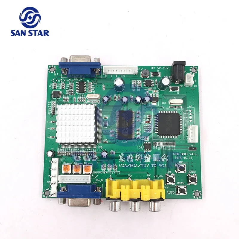 아케이드 게임 RGB/CGA/EGA/YUV To VGA HD 비디오 컨버터 보드, HD9800/GBS8200 핫 그린 보드