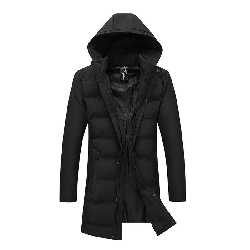 الشتاء الدافئة طويلة أسفل السترات الرجال مقنع الدافئة ستر الشتاء خندق نوعية جيدة الرجال سمكا الدافئة طويلة أسفل ستر حجم 5XL