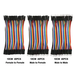 Cabo de ligação dupont, 120 peças, 10cm mm + mf + ff, para projetos arduino brearboard diy