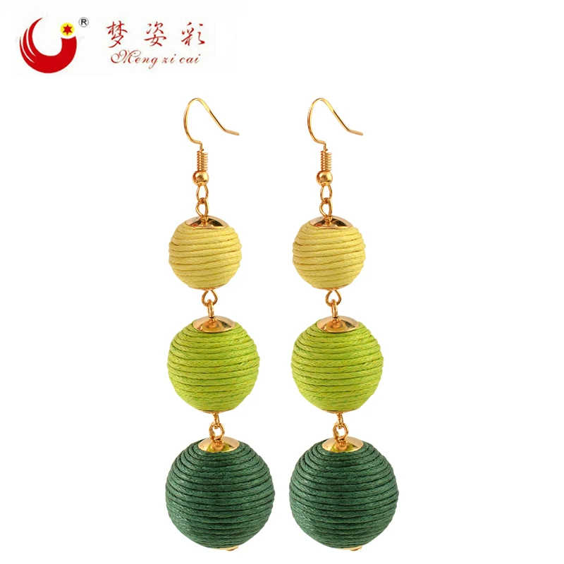 

MZC 2019 New Design Boho Rainbow Colorful Thread Pompon Earring for Women Cute Winding Line Ear Earing Brincos Female Pendientes