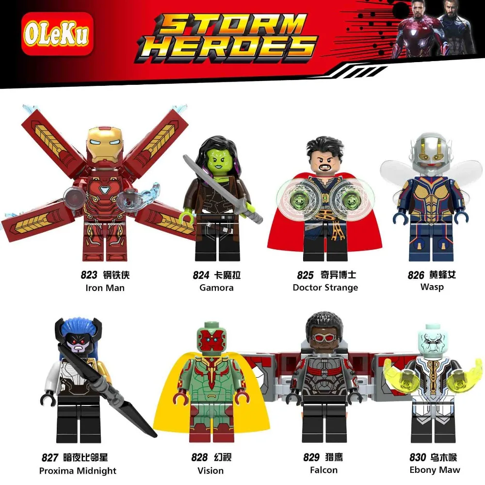 Wholesale 20pcs set Marvel Super Heroes Iron Spider man Captain America Doctor Strange Model Building Blocks