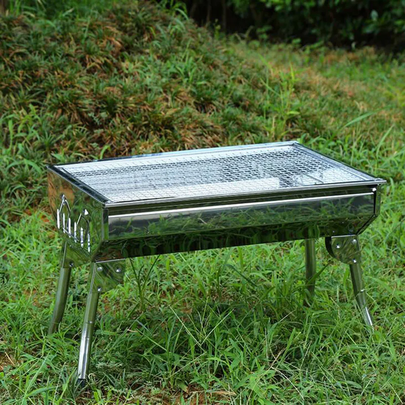 

Thick stainless steel anti-scalding grill outdoor portable charcoal grill home folding wild barbecue