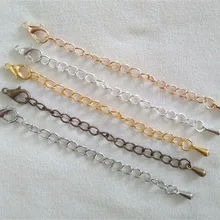 10 шт./лот, длина 50 мм и 70 мм, удлиненная цепочка с застежкой-лобстером и капельками для браслета, ожерелья, хвостовой цепи