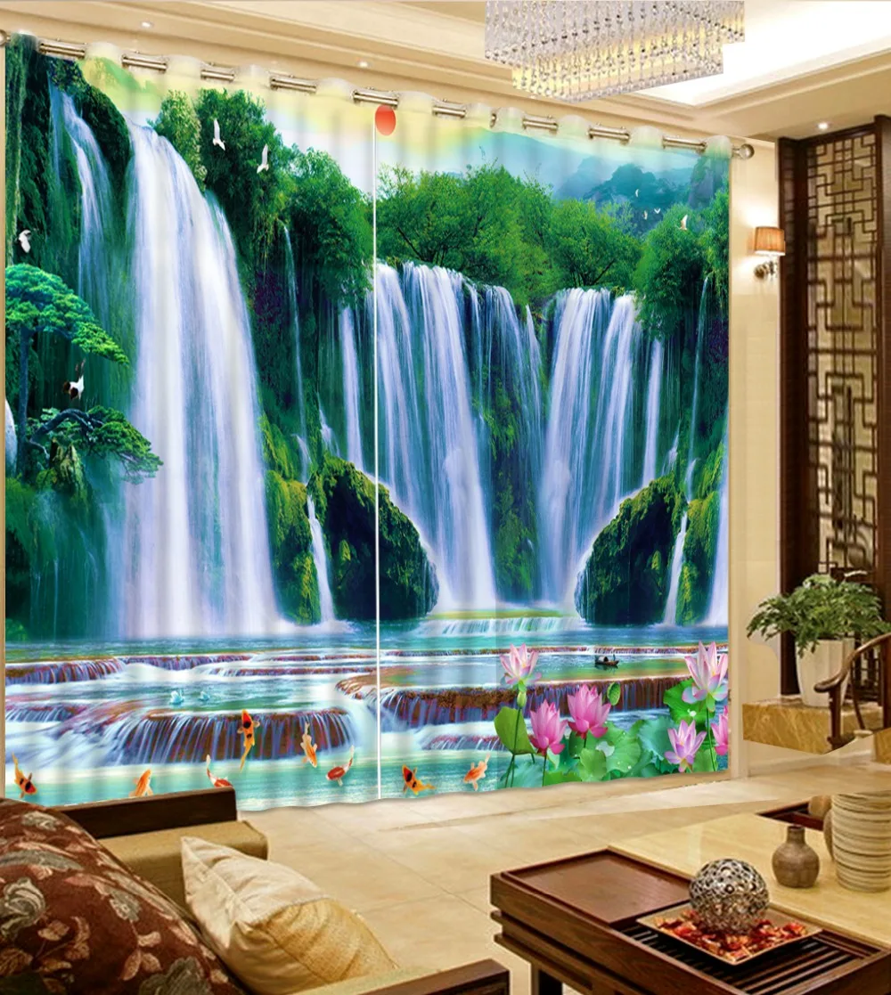 

High quality custom 3d curtain fabric waterfall curtains