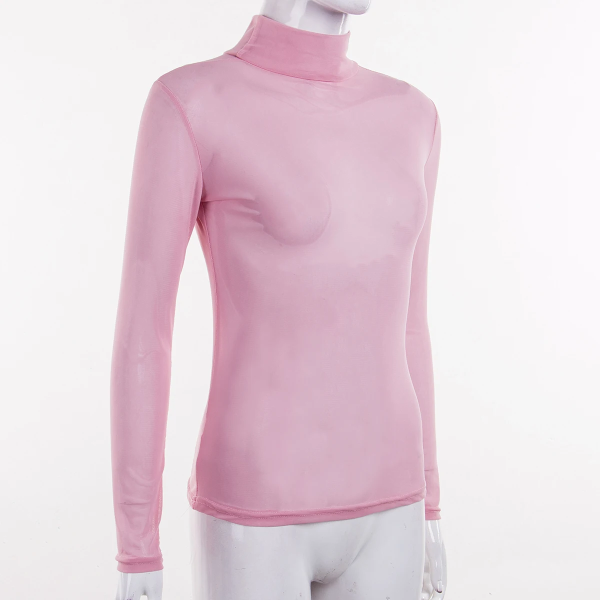 Сексуальная женская футболка, прозрачные сетчатые Топы с длинным рукавом, тонкая женская водолазка, футболка