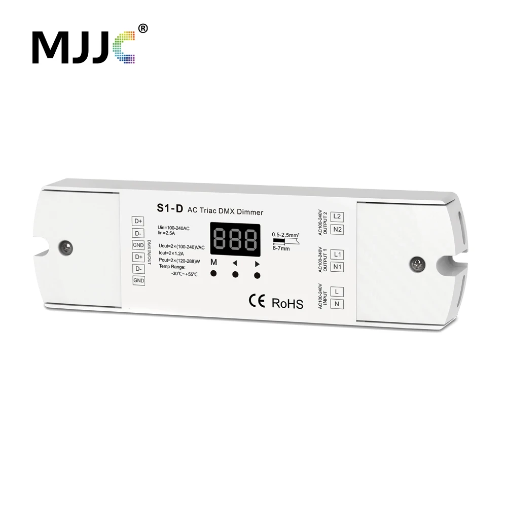 AC симистор DMX512 диммер 220 В 230 В 110 В 120 В 240 В двухканальный затемнения dmx контроллер LED лампы triac диммер S1-D