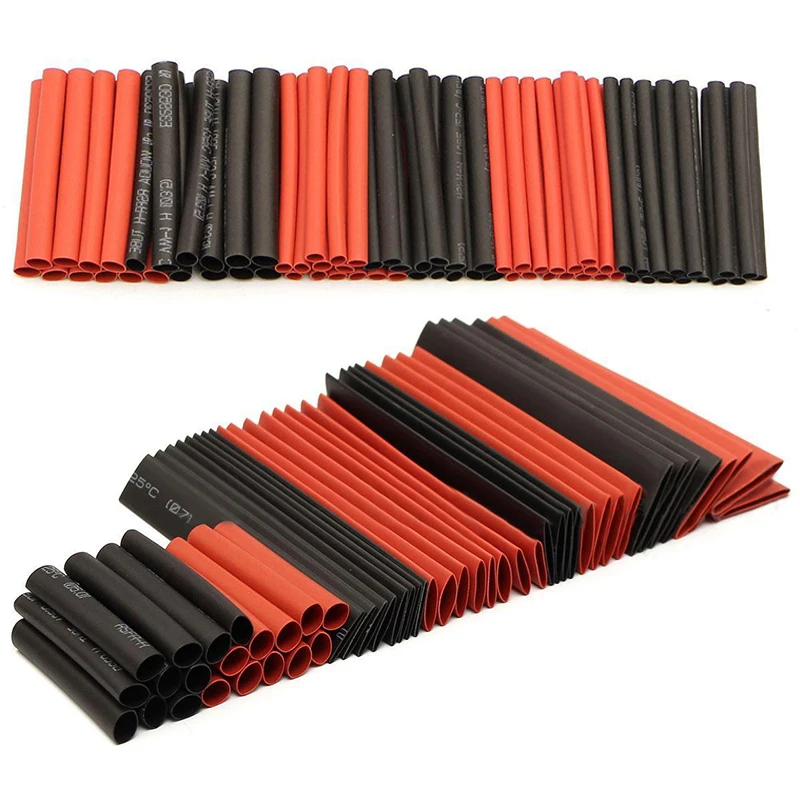 127pcs Assorted Heat Shrink Tubing Tube Set 2:1 Polyolefin Black Red Sleeving Wrap Wire Cable Kit
