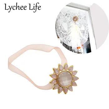 

1pcs Trendy Sun Flower Ribbon Voile Curtain Tieback Magnet Curtain Buckle Magnetic Curtain Holder Curtain Clip