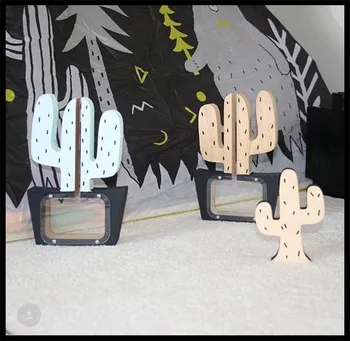 

Free Shipping Ins wooden Craft Wooden cactus Transparent Decorate In Children's Room Decoration