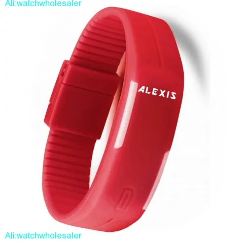 DW447E New Rectangular Red Watchcase LED Silicone Red Band Ladies Digital Watch