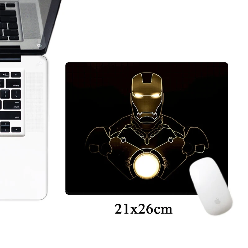 

Marvel Comics logo Mousepad Iron Man Anime Computer Gaming Mouse pad 21x26cm Small Size Office Non-slip Rubber Laptop Desk mat