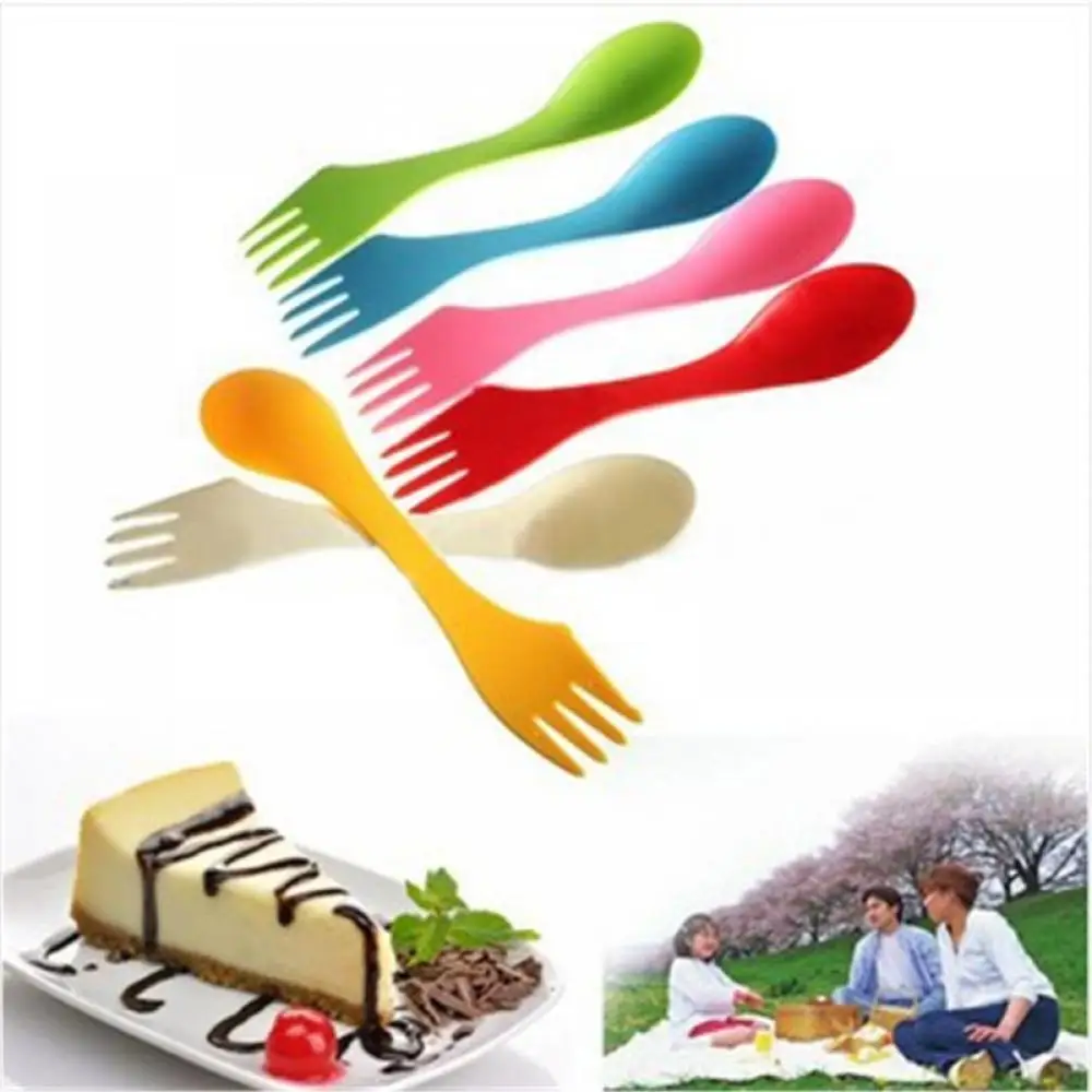 

1pc Heat Resistant Plastic Outdoor Travel Picnic Spoon Fork Knife Camping Hiking Utensils Spork Combo Gadget Cutlery Travel