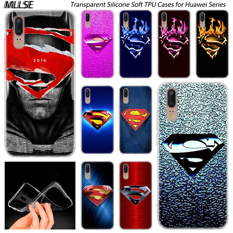

Hot Superman logo Soft Silicone Case for Huawei P30 P20 P10 P9 P8 Lite 2017 P30 P20 Pro Mini P Smart 2019 Plus Fashion Cover