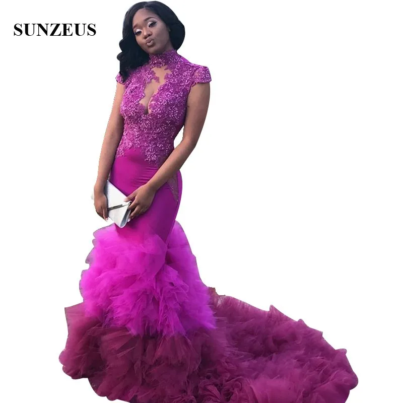 Vrouwen Prom Dress 2019 Mermaid Hoge Hals Kapmouwtjes Kralen Party Jurken Met Applicaties Lace Formele Gowns Ruches Tule Rok Vrouwen Prom Dress 2019 Mermaid Hoge Hals Kapmouwtjes Kralen Party Jurken Met Applicaties Lace Formele Gowns Ruches Tule Rok