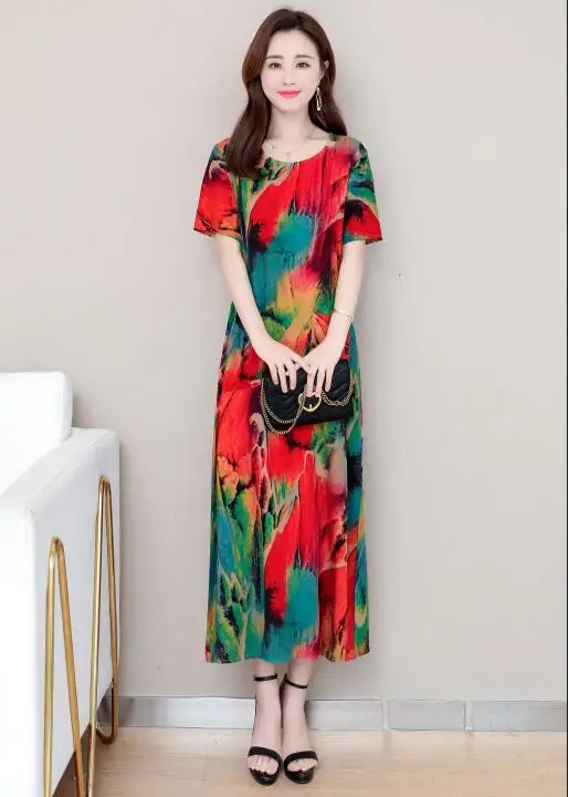 10 vestido de festa платье женское летнее Модное Новое Женское хлопковое Цветочное платье с круглым вырезом и коротким рукавом размера плюс - Цвет: 10
