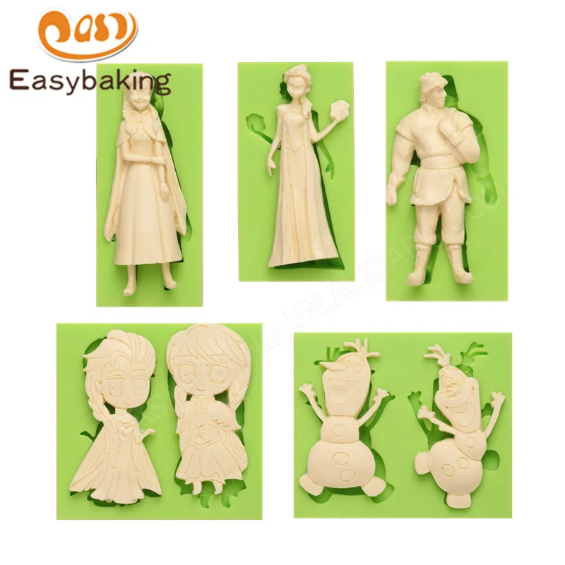 ES-0806-10 Fairy Tale Frozen Movies Series Elsa Anna and Kristoff Snowman Olaf Fondant Silicone Molds for cake decorating