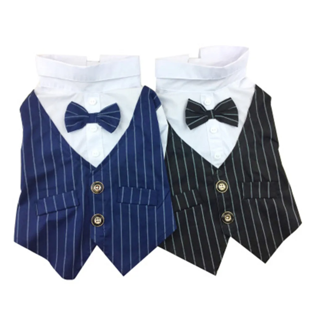 

2019 New Fashion Pet Dog Clothes Handsome Dress Suit Pets Dress Supplies Wedding Striped Gentleman Dog Clothes Dress Accessories