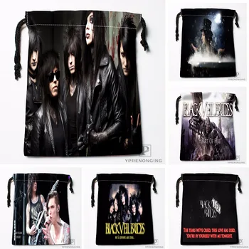 

Custom Black Veil Brides Drawstring Bags Travel Storage Mini Pouch Swim Hiking Toy Bag Size 18x22cm#0412-03-05
