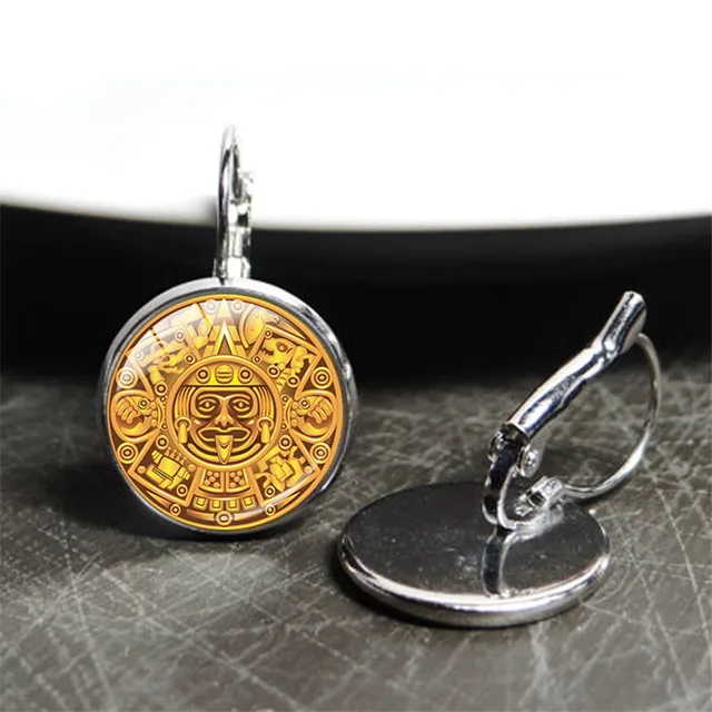Aztec Calendar Earrings For Women Astronomie SunStone Earings The Xiuhpohualli The Sacred