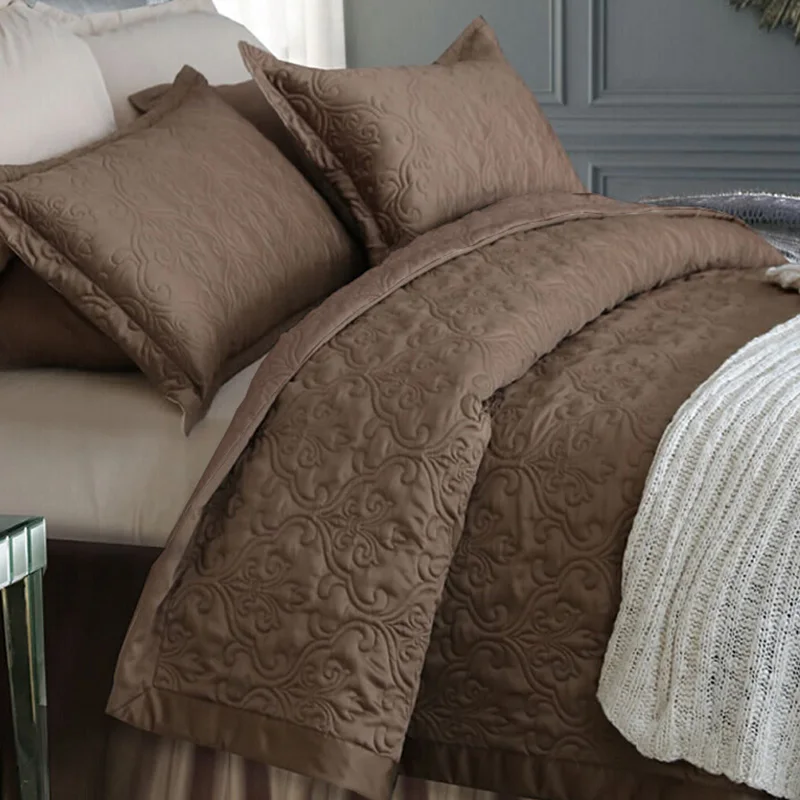 Adream Faux Seide Baumwolle Bettdecke Bettdecke Damaskus Gesteppte Tagesdecken Nahen Troster Konigin King Size Browm Sommer Quilt Quilted Bedspreads Summer Quiltbedspreads Quilts Aliexpress