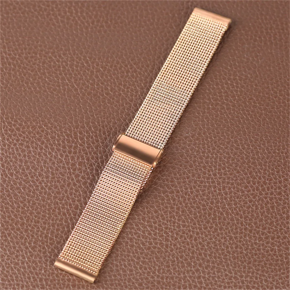 High Quality 18mm20mm22mm Stainless Steel Watches Band for Huiwei Rose Golden Mesh Hook Buckle Watch Strap (6)