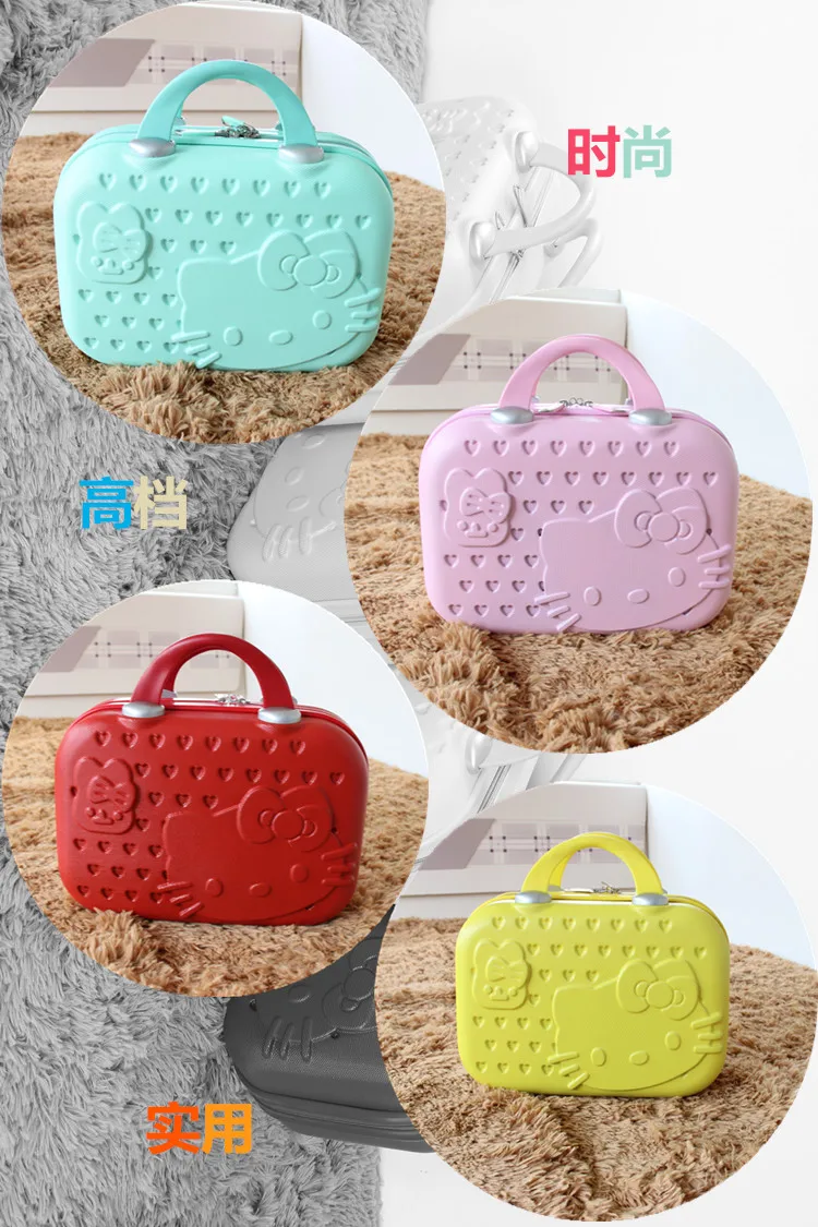 Мультяшная косметичка hello kitty Hellokitty макияж чехол ABS 14 дюймов милый Туризм стильный чемодан багаж Maleta Valise