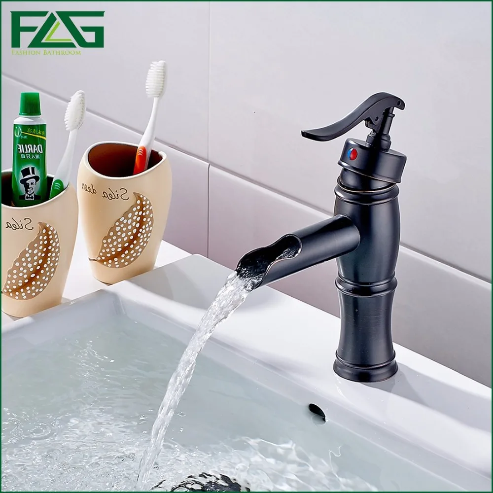 

Basin Faucet Oil Rubbed Bronze Sink Faucet Bathroom Tub Waterfall Faucet Single Handles Mixer Cold Hot Waterval Kraan Tap 038B-1