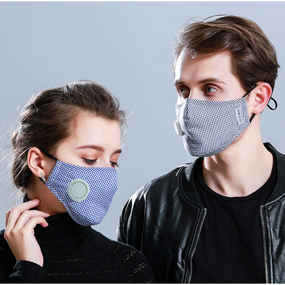 1Pcs Fashion Unisex Cotton Breath Valve PM2.5 Mouth Mask Anti-Dust Anti Pollution Mask Cloth Activated carbon filter respirator
