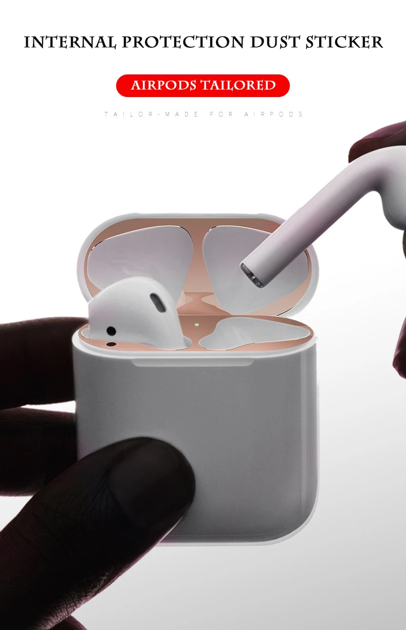 AirPods кожа Airpods чехол 1 2 поколения airpods металлические наклейки защитный кейс для