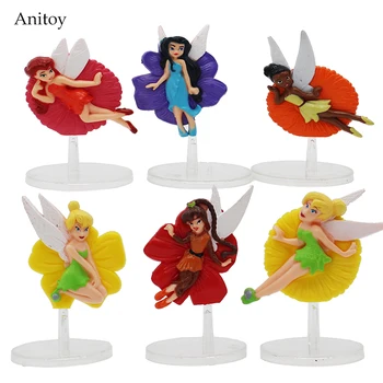

6 pcs/set Cartoon Anime TinkerBell Iridessa Fawn Silvermist Rosetta PVC Figures Toys Gifts for Girls 8cm KT4212