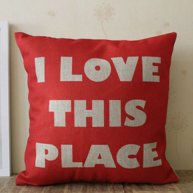 LINKWELL 45x45cm Red Monogram I Love this Place Word for Home