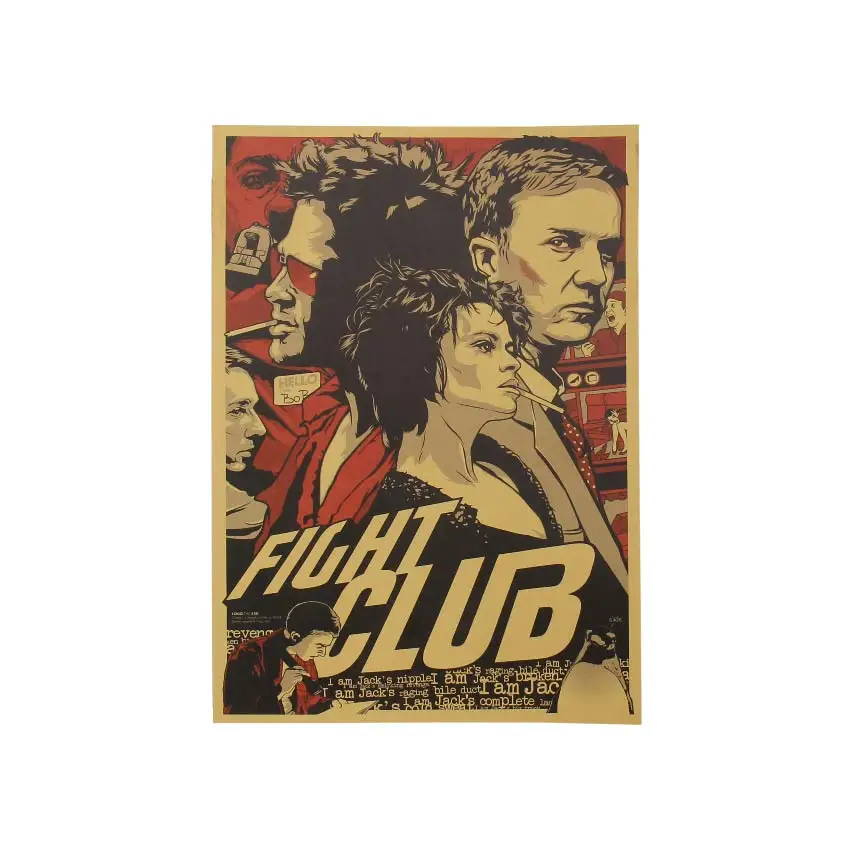 TIE LER Fight Club, крафт-бумага, плакат, фильм, винтажный бумажный плакат, ретро искусство, украшение стены, наклейка на стену, 51,5X35 см