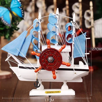 

Sailboat Music Box Med Sea Style Musical boat Fashionable Wooden Crafts Creative Ornaments Home Decor Bar Display Birthday Gifts