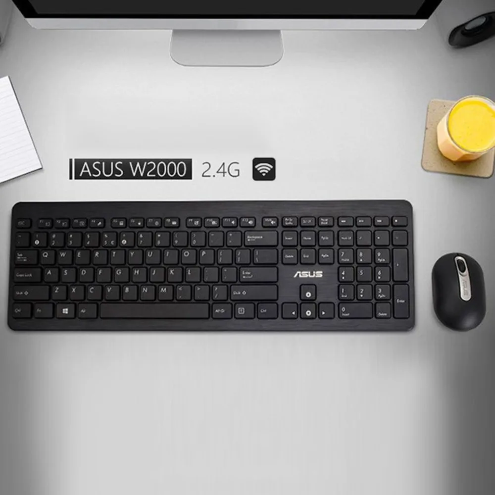 

Asus W2000 Ultra Slim 2.4GHz Wireless Keyboard + Wireless Mouse Gaming Set Portable Ergonomic Computer Keyboard with 104 Keys