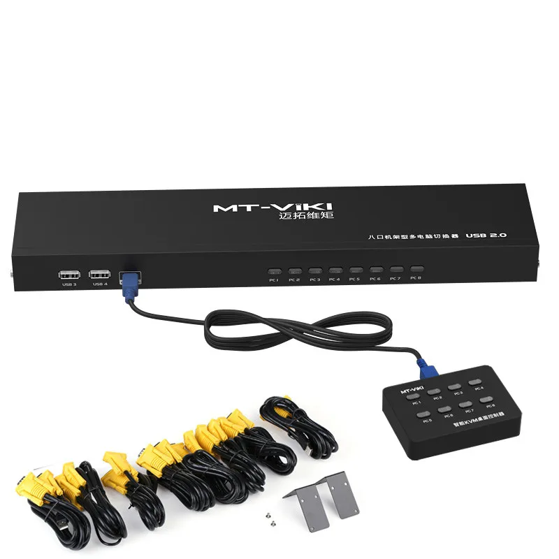 8-портовый умный квм-переключатель с ручным нажатием кнопки VGA USB проводной