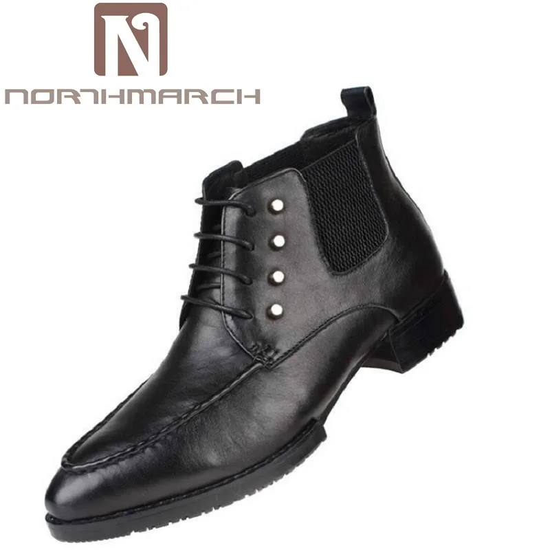 Northmarch Модные мужские Botas лодыжки мотоботы удобные высокие Мужская обувь зимние Пояса из натуральной кожи Мужские ботинки Militar