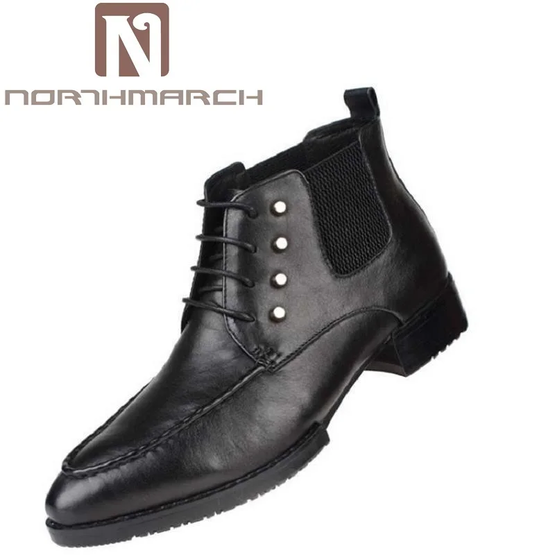 

NORTHMARCH Fashion Male Botas Ankle Motorcycle Boots Comfortable High Top Men Shoes Winter Genuine Leather Men Boots Militar